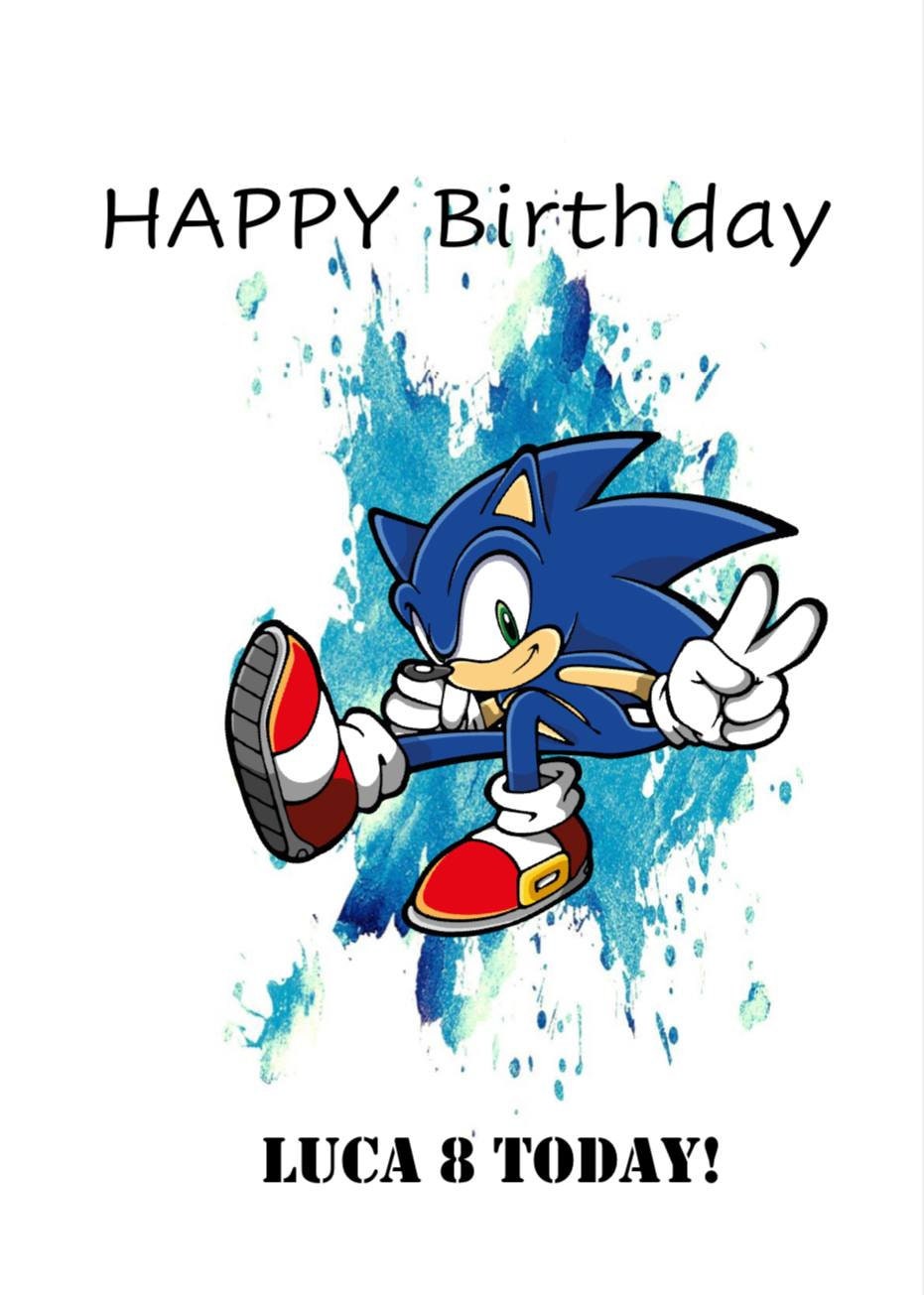 Personalised Sonic the Hedgehog Birthday Card for Boys and - Etsy
