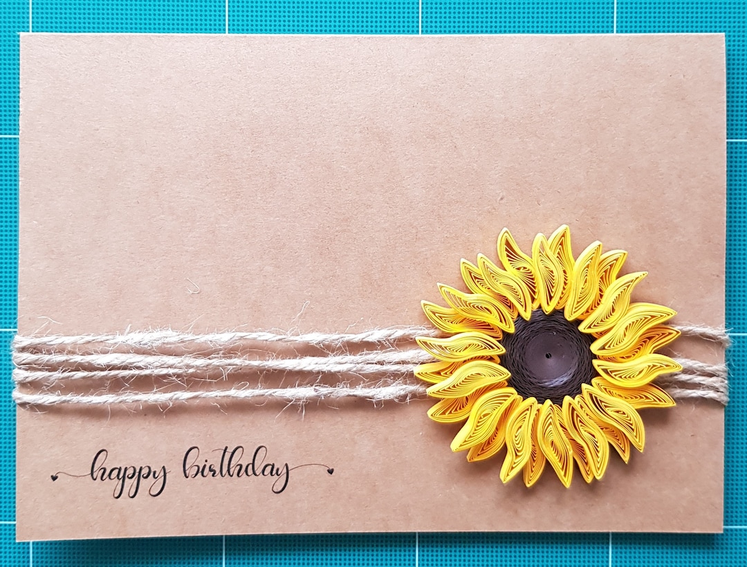 Handmade Quilled Sunflower Birthday Card - Etsy