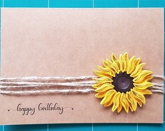 Handmade Quilled Sunflower Birthday Card