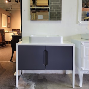 40 inch VENTO Freestanding White & Gray Single Sink Bathroom Vanity