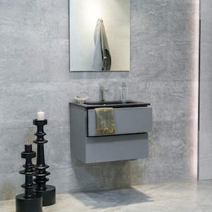 24 inch VENETO Floating Matte Dust Gray Single Sink Bathroom Vanity