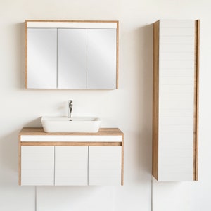 40 Inch HIRA Floating Light Oak & White Single Sink Bathroom Vanity