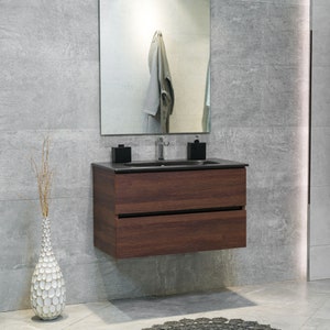Veneto Floating Dark Oak Bathroom Vanity
