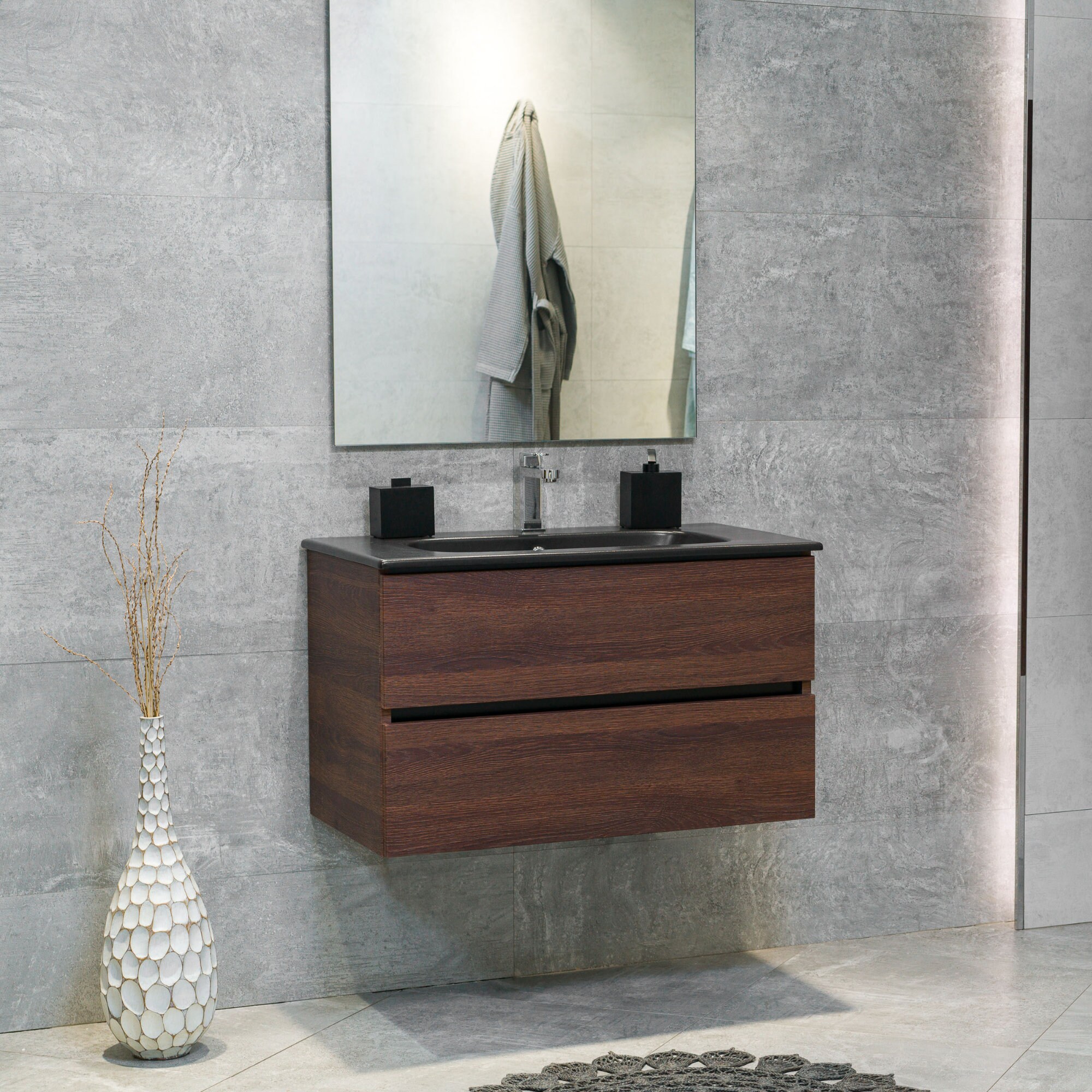 Veneto Floating Dark Oak Bathroom Vanity - Etsy