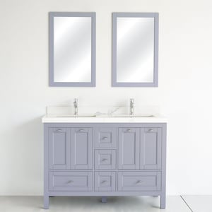 48 inch SELENA Freestanding Gray Double Sink Bathroom Vanity Cabinet