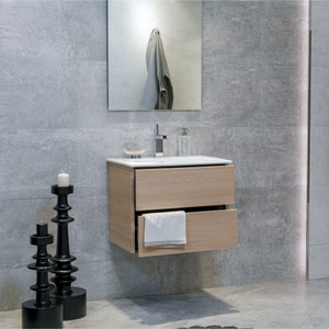 Veneto Floating Light Oak Bathroom Vanity