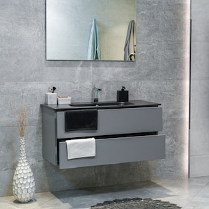 40 inch VENETO Floating Matte Dust Gray Single Sink Bathroom Vanity