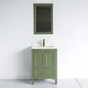24 inch SELENA Freestanding Green Single Sink Bathroom Vanity