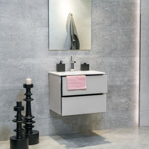24 inch VENETO Floating Matte Cashmere Single Sink Bathroom Vanity