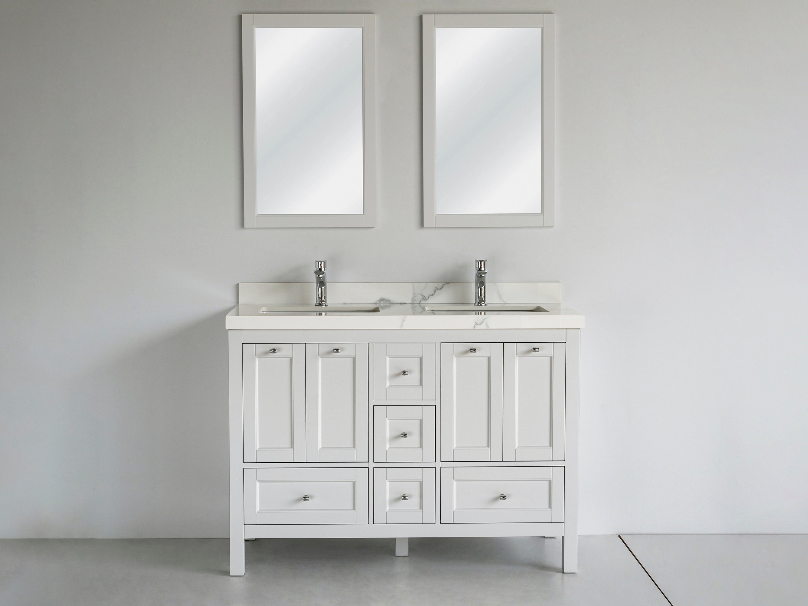 48 Inch Selena Rosa White Double Sink Bathroom Vanity Cabinet