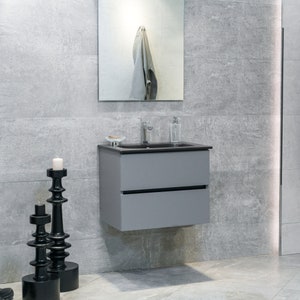 Veneto Floating Matte Dust Gray Bathroom Vanity