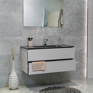 40 inch VENETO Floating Matte Cashmere Single Sink Bathroom Vanity