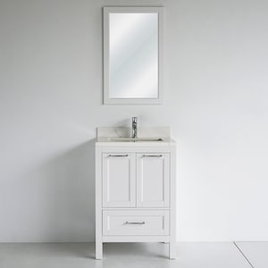 24 Inch SELENA Freestanding White Single Sink Bathroom Vanity