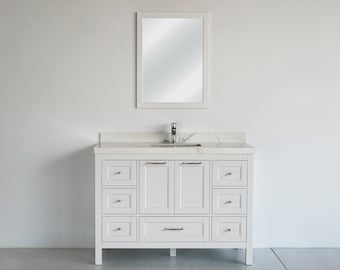 Mueble de baño independiente SELENA de 48 pulgadas con lavabo individual, color blanco.