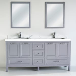72 inch SELENA Freestanding Gray Double Sink Bathroom Vanity