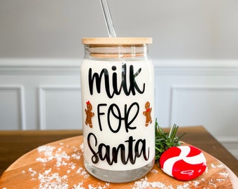Milk for Santa Bottle, Christmas Cup, Santa Glass, Milk for Santa, Christmas Glass, Christmas Kitchen, Stocking Stuffer
