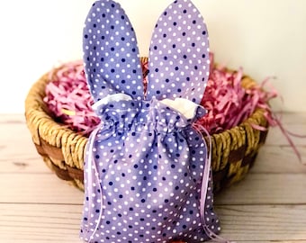 Easter Bunny Treat Bag, Bunny Ear Drawstring Bag, Easter Egg Hunt Favors, Easter Children, Drawstring Bunny Ear