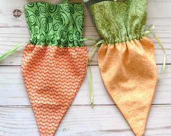 Easter Carrot Treat Bag, Easter Basket Filler, Drawstring Gift Pouch, Easter Bag Favor
