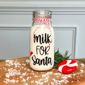 Milk for Santa Bottle, Santa Milk Bottle, Christmas Cup, Santa Glass, Milk for Santa, Christmas Glass, Christmas Kitchen, Stocking Stuffer