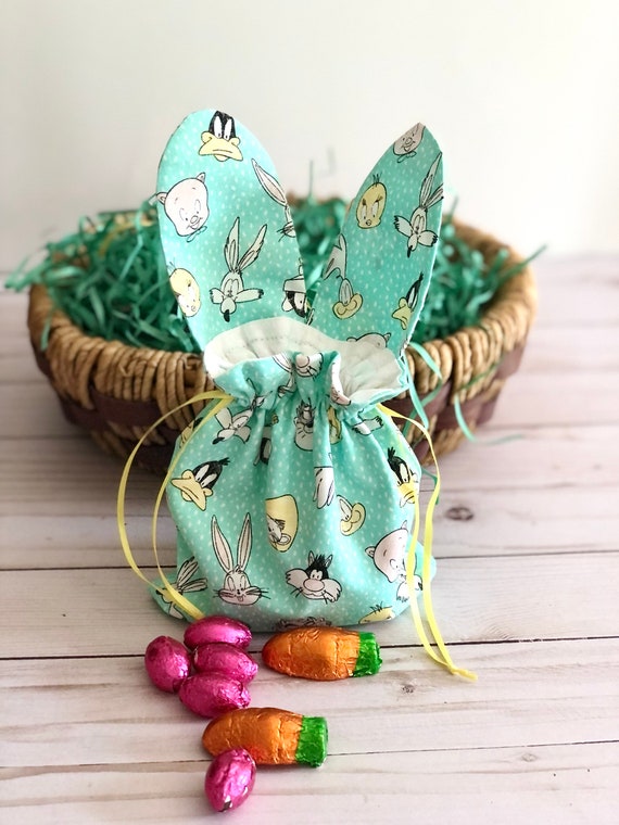 Easter Bunny Treat Bag, Looney Toon Bunny Ear Drawstring Bag