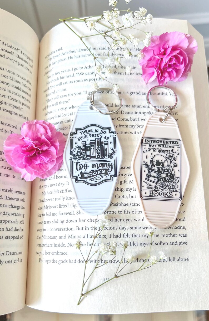 Cute Library Keychains Book Keychain, Retro Motel Keychain, Book Lover Motel Keychain, Bookish ...
