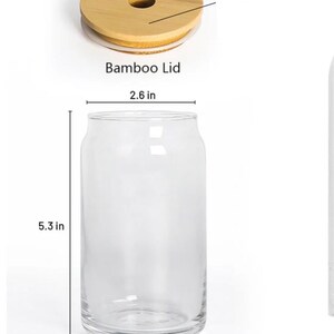 May include: A clear glass jar with a bamboo lid. The jar is 5.3 inches tall, 3 inches wide, and holds 16 ounces. The lid is 2.7 inches in diameter and 2.6 inches tall.