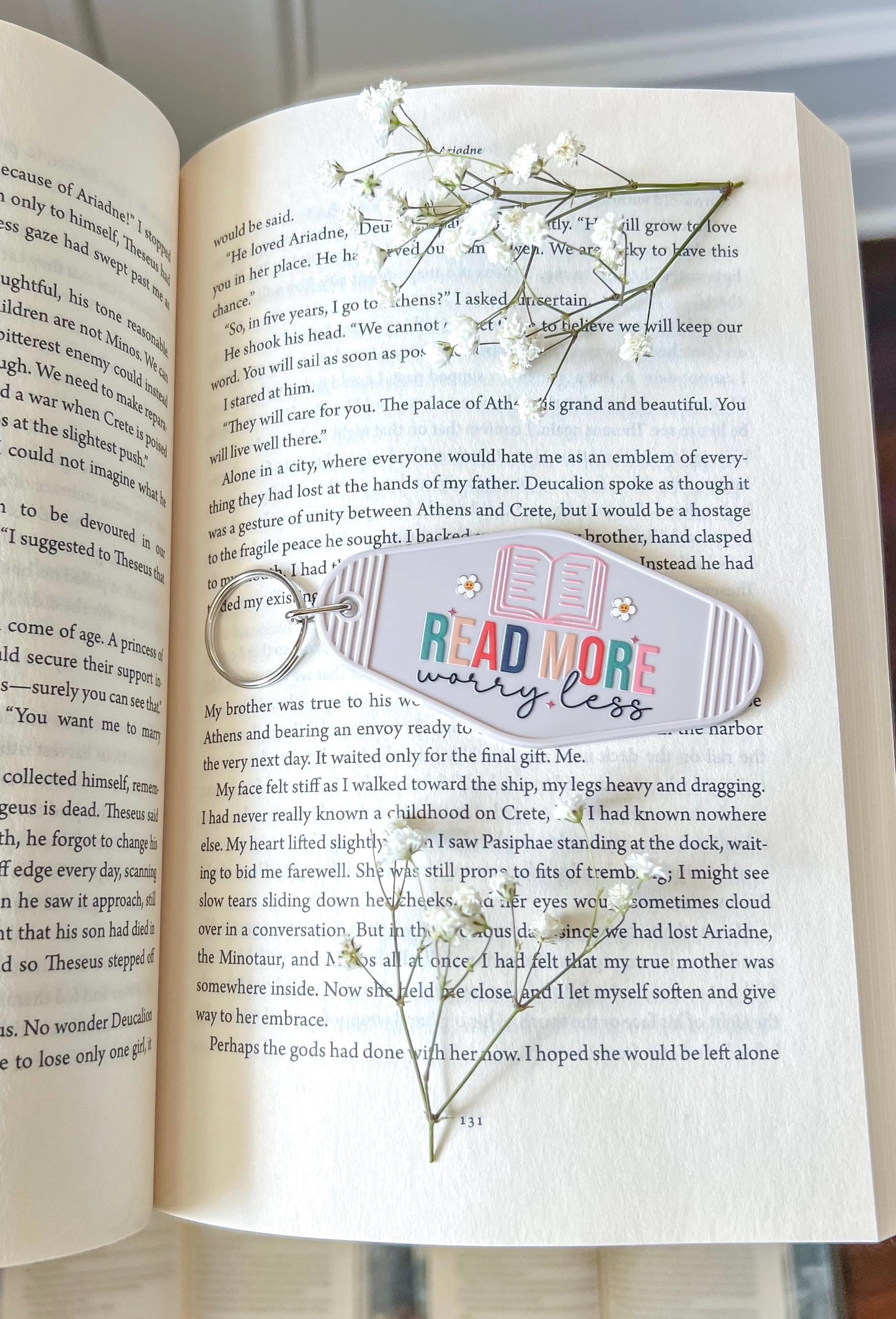 Cute Library Keychains Book Keychain, Retro Motel Keychain, Book Lover Motel Keychain, Bookish ...