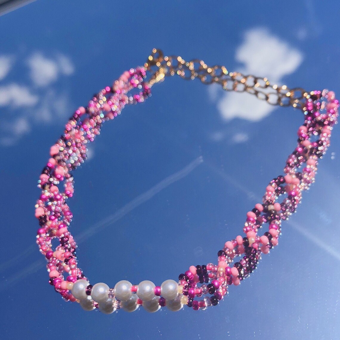 Beaded choker handmade preppy jewelry aesthetic necklace Etsy