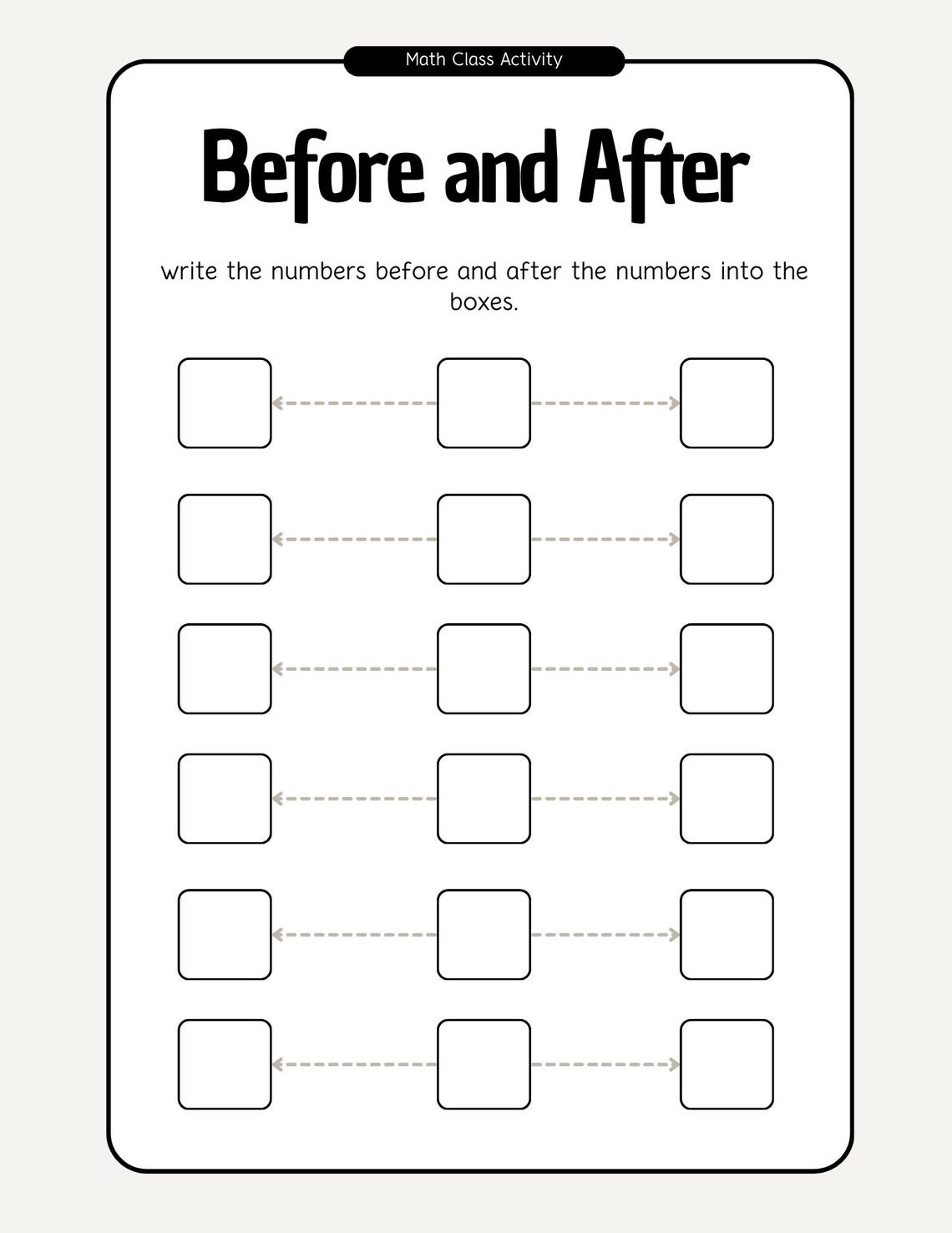 Before and After Numbers Worksheet | Kindergarten Math (digital ...