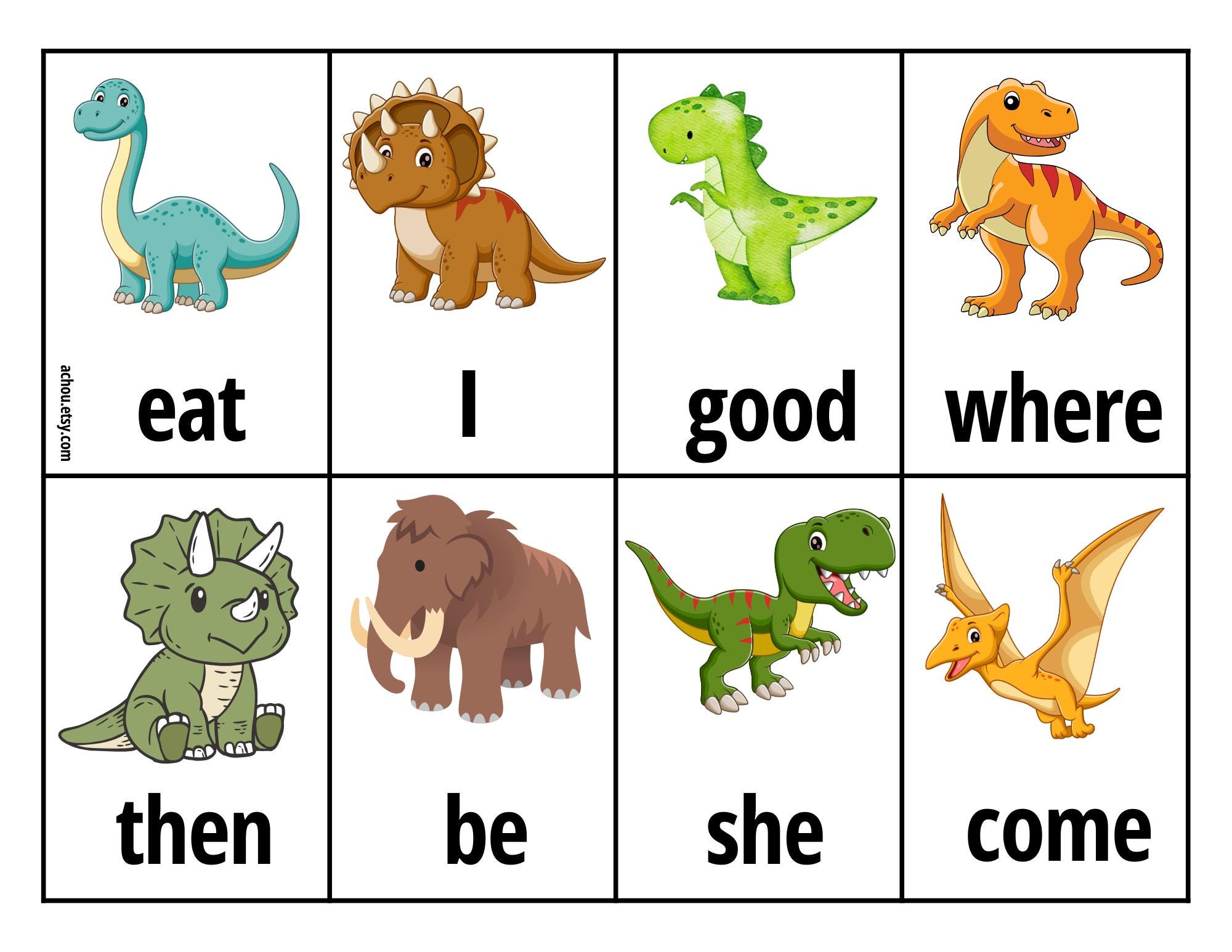 Dinosaur Sight Words Game | Printable Literacy Center (PDF) - Etsy