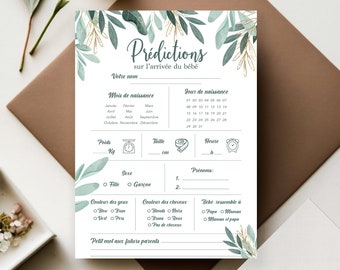Baby shower prediction card