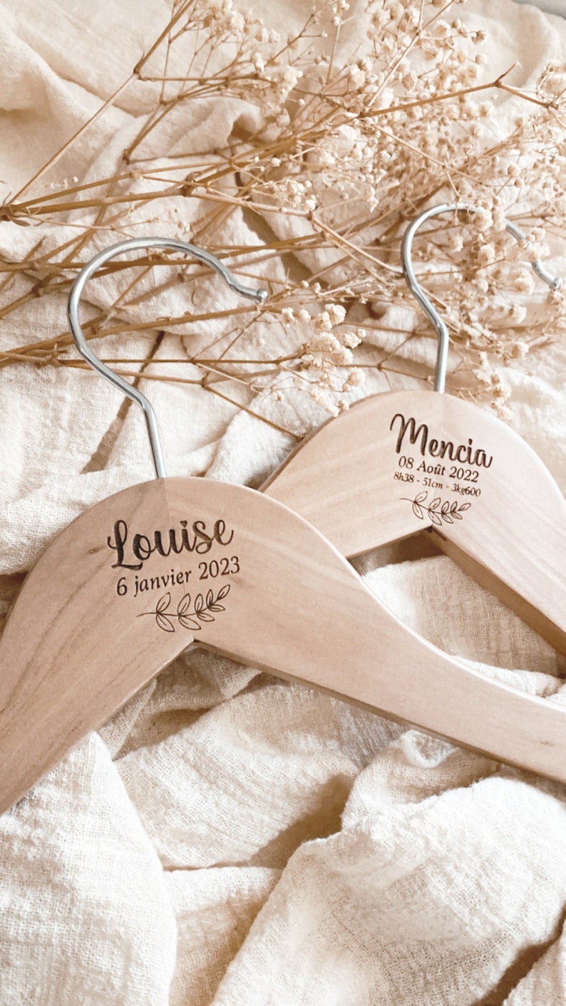 Personalized wooden baby hanger image 1