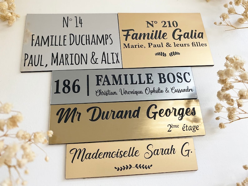 Personalized Aluminum Mailbox Plate | Modern House Nameplate | 3M Outdoor Adhesive Label image 2