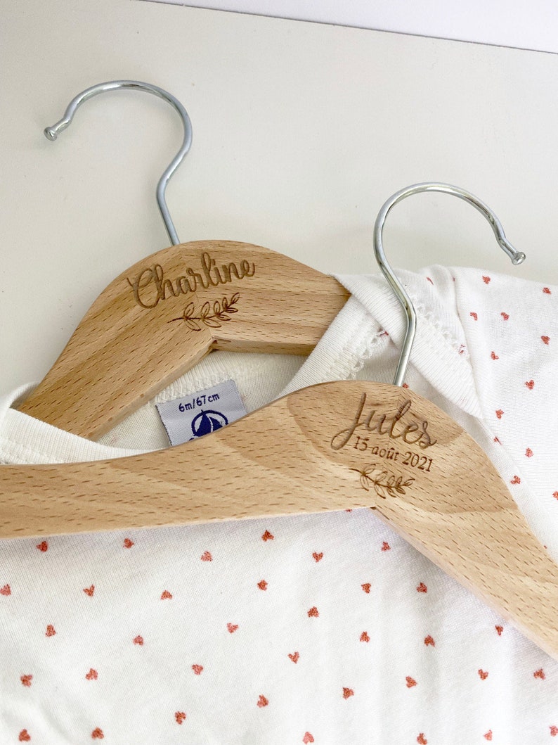 Personalized wooden baby hanger image 2