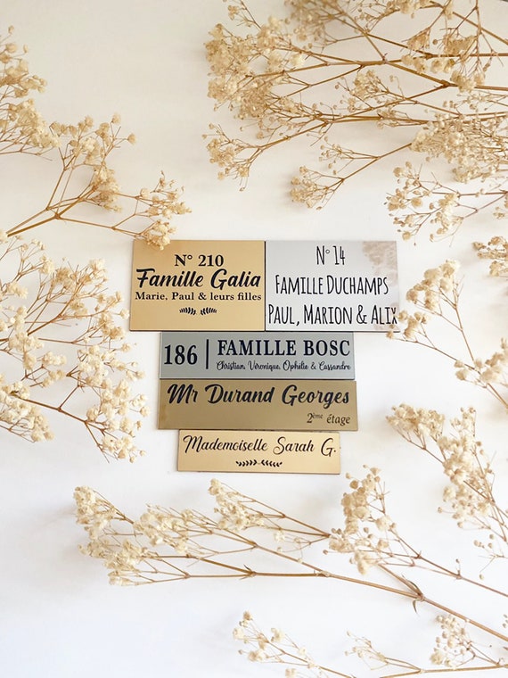 Plaque Boîte aux Lettres Personnalisée Aluminium | Plaque Nom Maison Moderne | Étiquette Adhesive 3M Extérieure