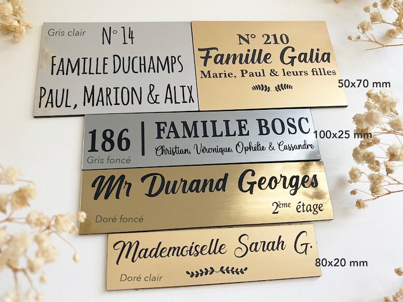 Personalized Aluminum Mailbox Plate | Modern House Nameplate | 3M Outdoor Adhesive Label image 4