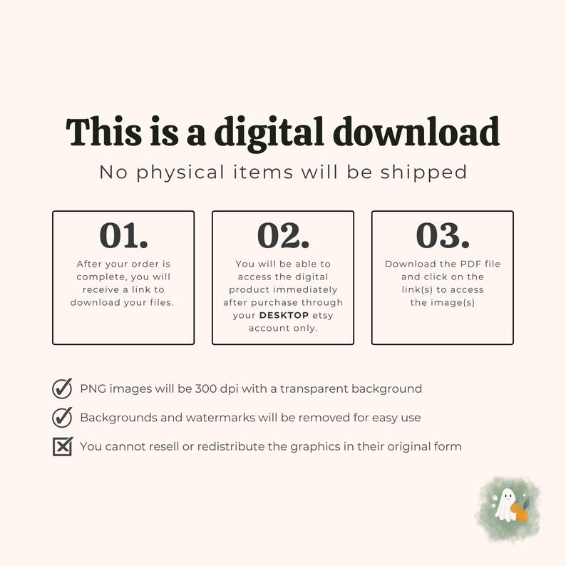 K&ouml;nnte beinhalten: Grafik f&uuml;r digitalen Download mit Anweisungen. Der Text lautet: "Dies ist ein digitaler Download. Es werden keine physischen Artikel versendet." Anweisungen zur Vorgehensweise beim Herunterladen von Dateien. PNG-Bilder sind 300 dpi mit transparentem Hintergrund.