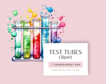 Reagenzglas Clipart, einzelnes transparentes PNG, Wissenschaft Clip Art, Chemie Zubehör, Aquarell Grafik, Experimentierkolben, kommerzielle Nutzung