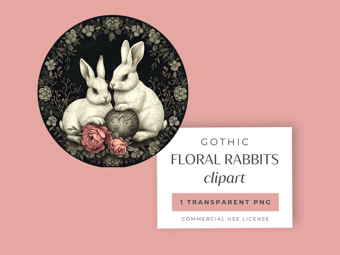 Gothic Easter Bunny Clipart, Dark Academia, Junk Journal Image, 1x ...