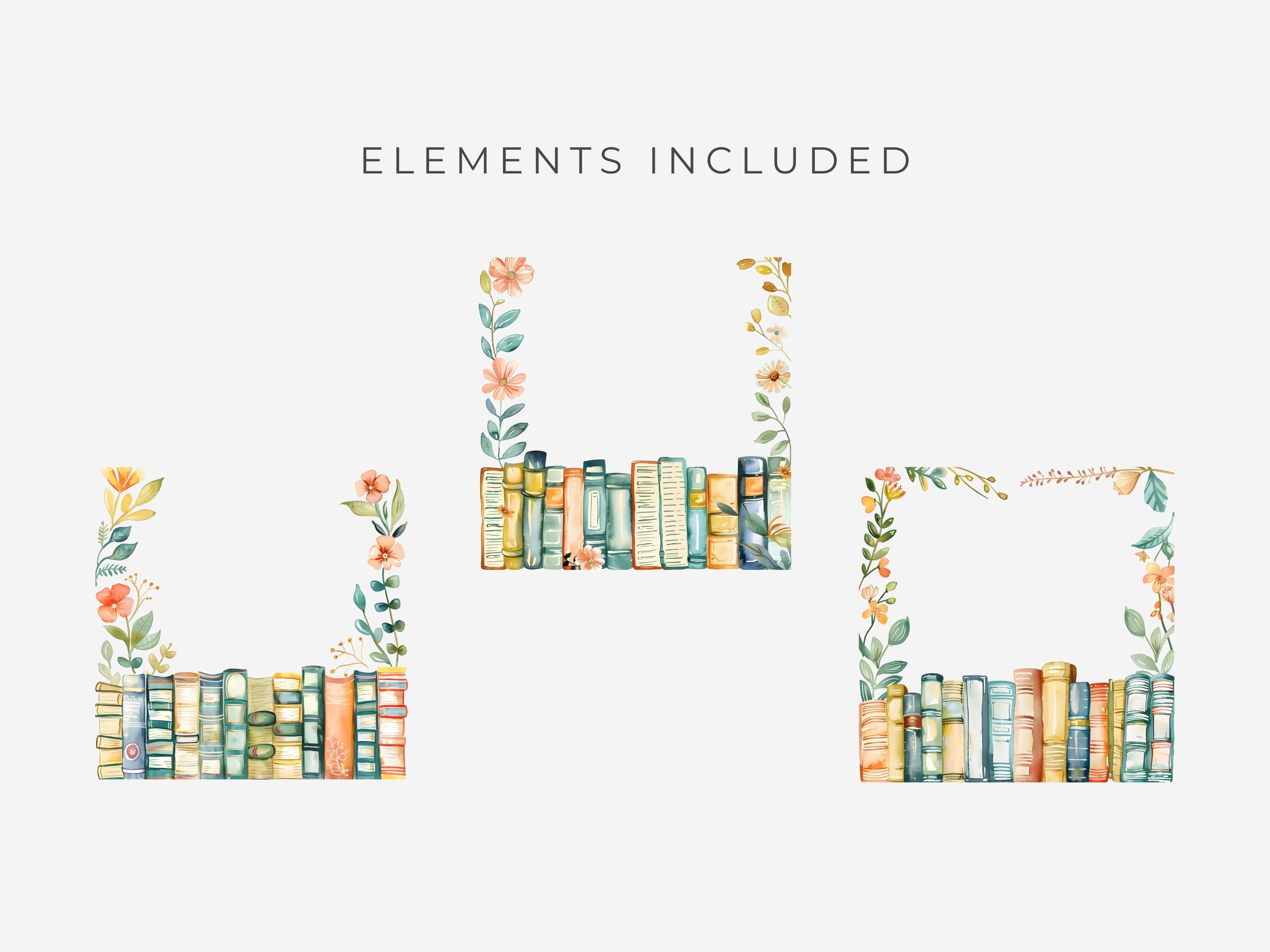 Spring Flower Border PNG, Botanical Book Shelf, Watercolour Wildflowers ...