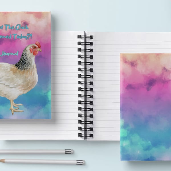 Instant Download - Journal - What The Cluck Happened Today? Printable, Fun, Colorful, Mood Tracker Journal W/Chicken On Front Cover PNG File