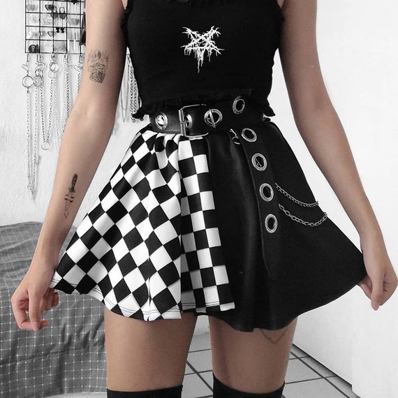Gothic Plaid A Line Mini Faldas Harajuku Streetwear Punk Ropa - España