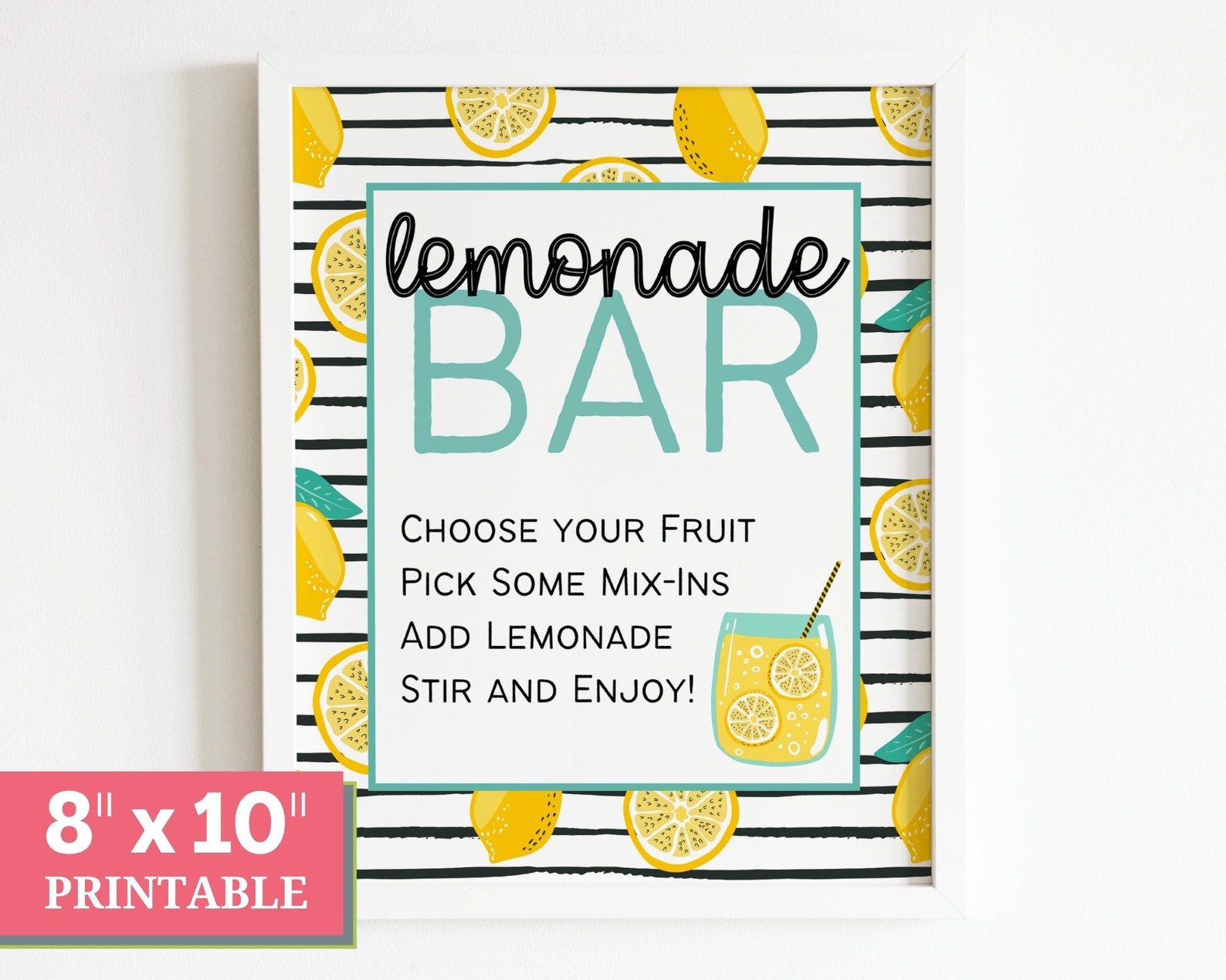 Lemonade Bar Printable Sign Lemon Themed Bridal Shower Etsy