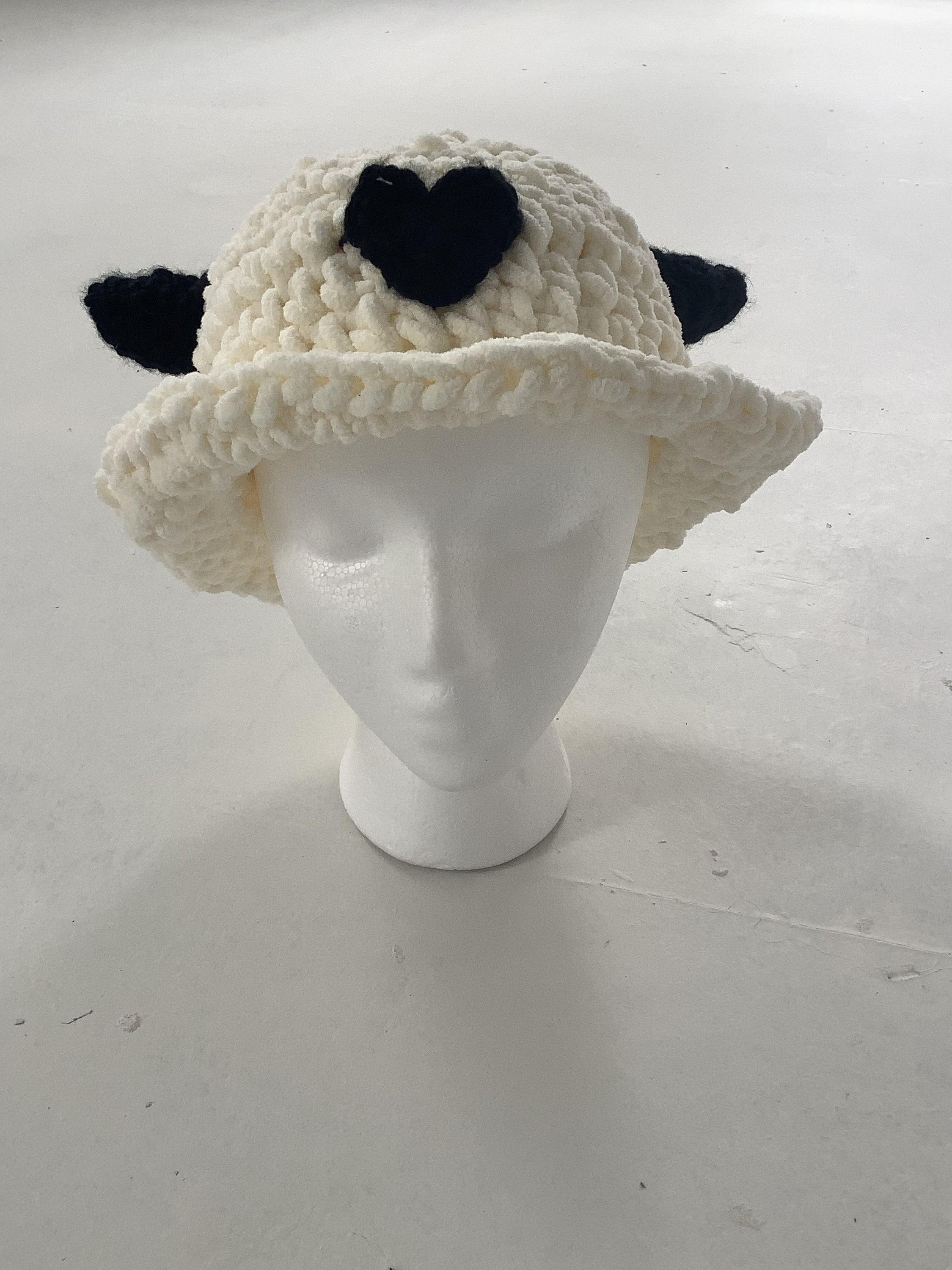 White soft Bucket hat with horns Etsy