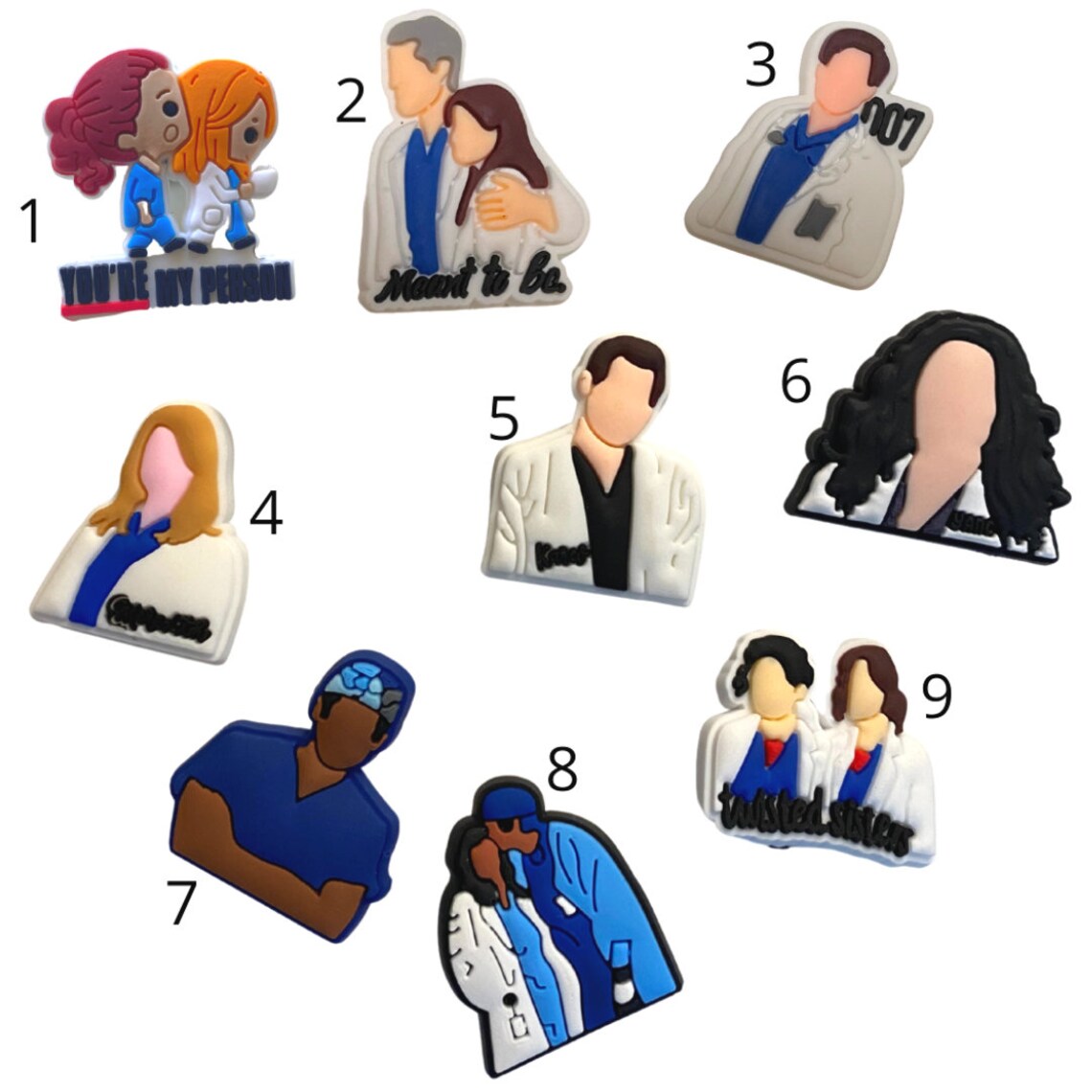 Grey's Anatomy Charms for Crocs Set of 9 Charms Croc Etsy