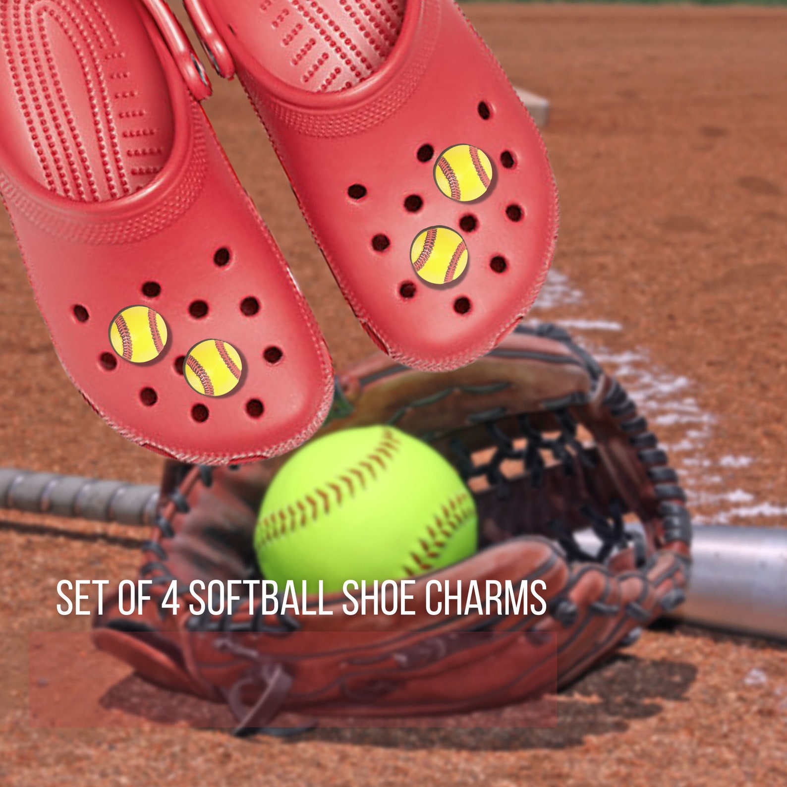 Softball Charms for Crocs Set of 4 Softball Croc Charms Etsy