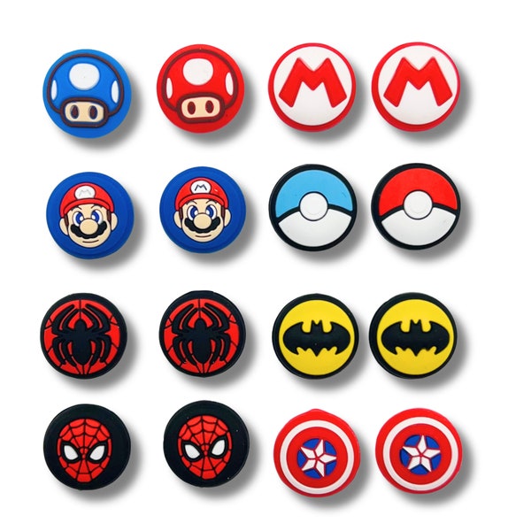 Set of 16 Thumb Grips for Switch, Thumb Grip Caps for Switch, Superhero Thumb Grip Caps, Thumb Grips for Nintendo Switch