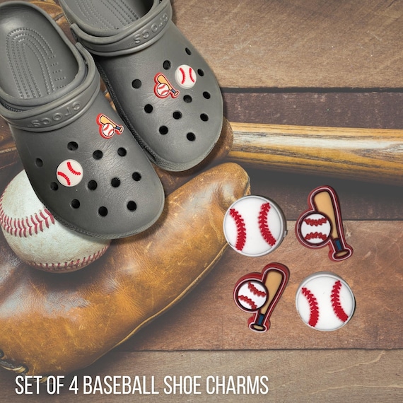 Set of 4 Baseball Croc Charms, Set of 4 Baseball Charms for Crocs