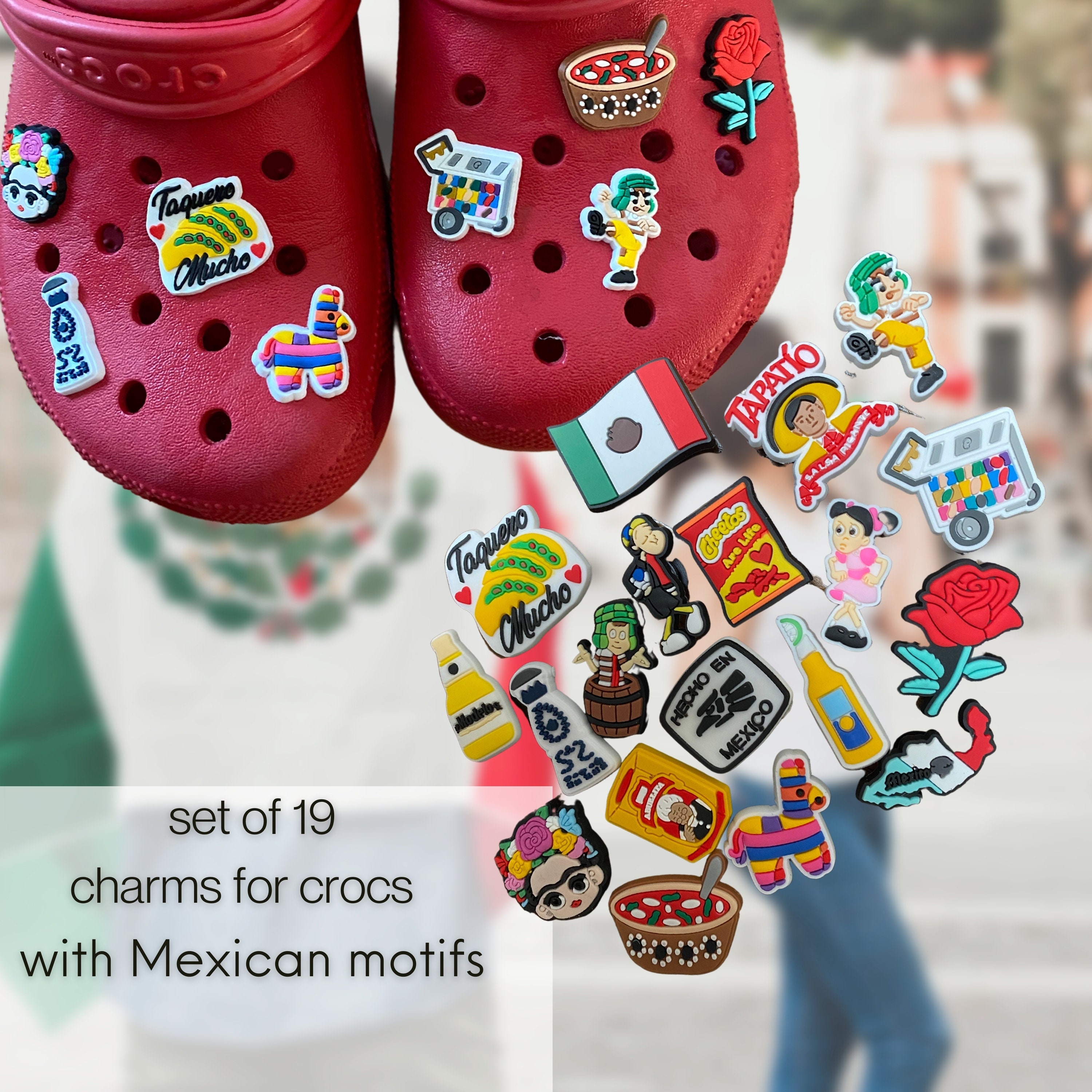 Custom Mexican PVC Croc Charms For Sandals And Bracelets Jibbitz