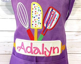 Personalized Kids Apron, Cooking and Baking Apron for Boys and Girls, Apron with pockets